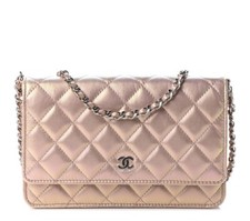 NWT 21K Authentic Chanel Iridescent Pink Unicorn WOC Wallet On Chain Handbag