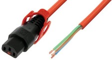 IEC Lock+ Free End to Locking IEC C13 Mains Lead, 3m, Orange - PC1529
