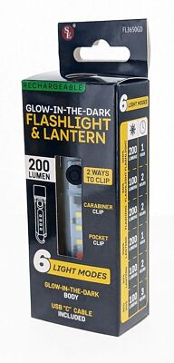 200 Lumen 3.75'' Rechargeable Glow-in-the-Dark Multi-Function Flashlight