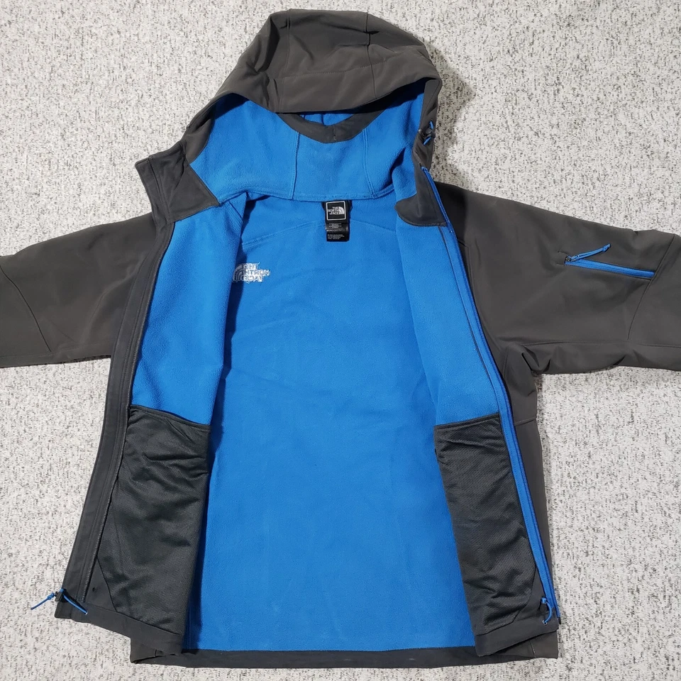 Chaqueta The North Face Para Hombre M Gris Azul Forrada de Vellón Con Capucha Cremallera Completa Abrigo Foto 3 de 4