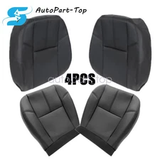 Driver & Passenger Bottom & Top Seat Cover For 07-14 Chevy Silverado Tahoe Black
