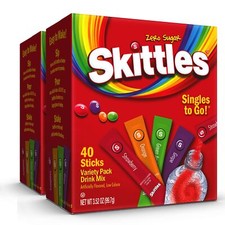 Skittles Drink Mix Variety Pack 80 Sticks Zero Sugar Fruity Flavors