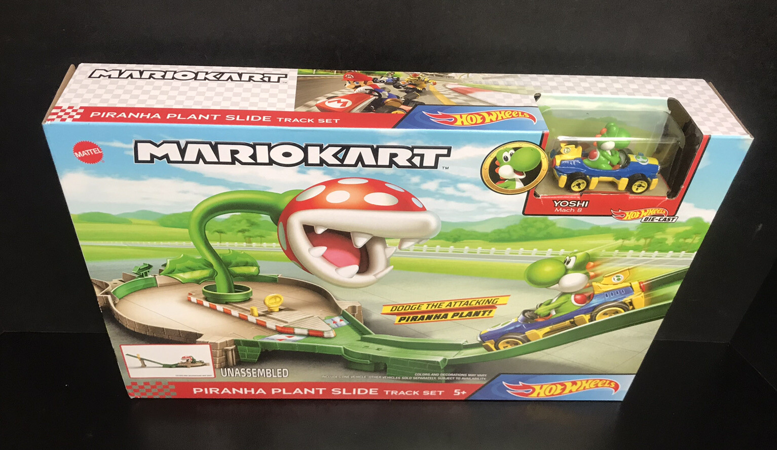 2019 Hot Wheels Mario Kart PIRANHA PLANT SLIDE Track Set w/ Yoshi in