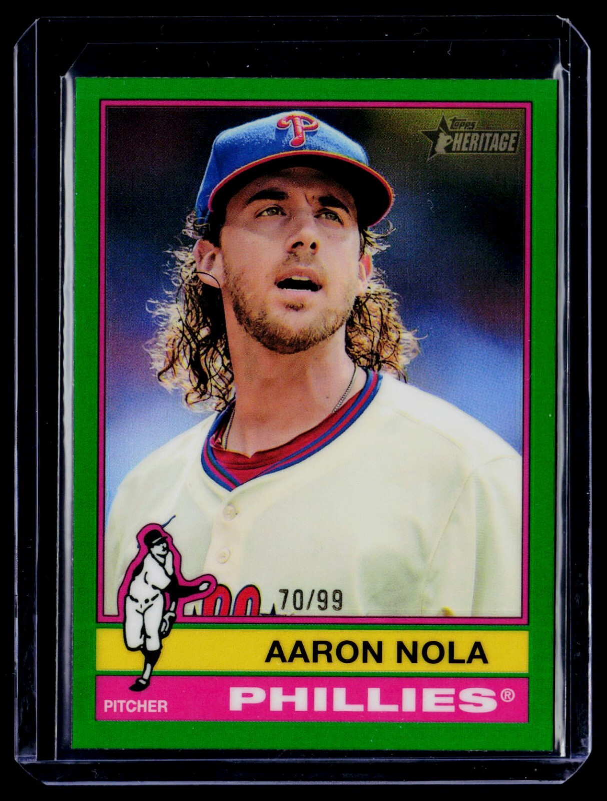 2025 Topps Heritage Green Refractor #186 Aaron Nola /99