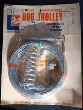 Vintage Heavy Duty Aerial Dog Tie Out Trolley - Dog Run Cable 75Ft NOS