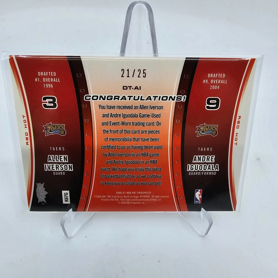 2006-07 Hot Prospects Double Team Allen Iverson Andre Iguodala Game Used /25 - Image 4 of 4