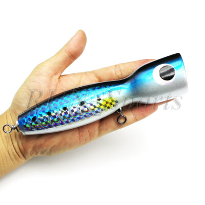 1PC 120g Saltwater Wood Fishing Lure Trolling Jig Popper Long Shot Tuna Bait