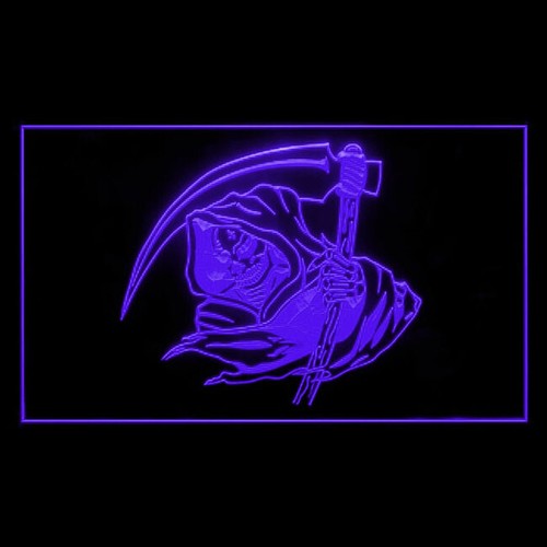 150085 Grim Reaper Skeleton Skull Display LED Light Neon Sign - Picture 4 of 7