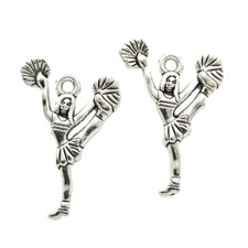 60pcs Cheerleader Antique Silver Charms Pendants Jewelry Making Bracelet 25 17mm