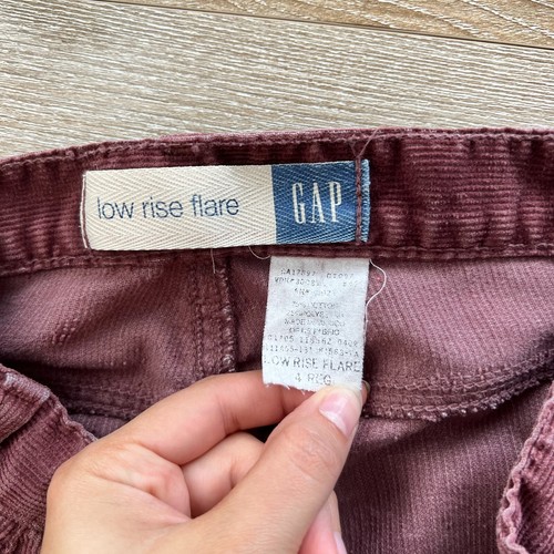 Vintage 1992 Gap Low Rise Flare Burgundy Jeans Womens 4 - Picture 5 of 9
