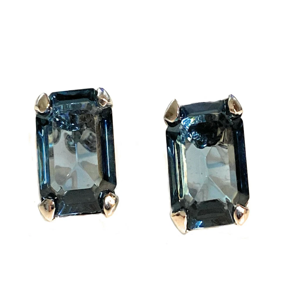 Orecchini donna in argento 925 con cristallo rettangolare swarovski acqua marina - Immagine 2 di 4