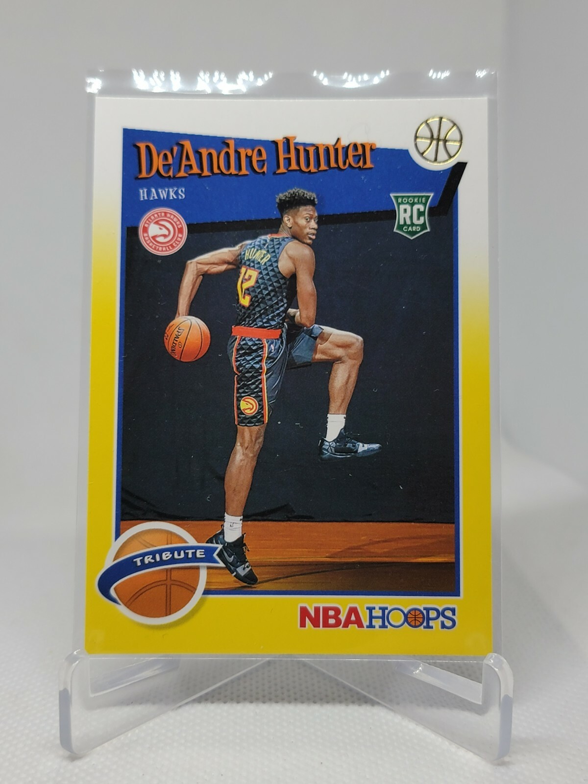 2019-20 Panini NBA Hoops Hoops Tribute Yellow De'Andre Hunter #299 Rookie RC A5C