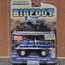 Greenlight Bigfoot Monster Truck 1/64 Chrome Blue Edition Rare Used