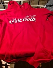 Coca-Cola Hoodie Kapuzenpullover rot mit wei&szlig;em Logo-Schriftzug GR&Ouml;E M