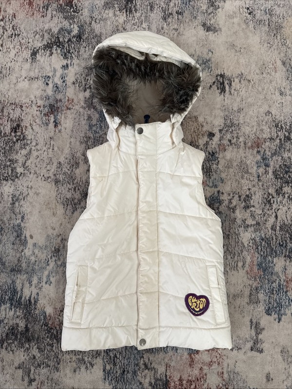 Girls M 7/8 Burton White Winter Jacket No Sleeves