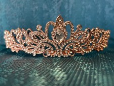 Rose Gold Rhinestone Tiara Crown Headband Bridal Prom Crystal