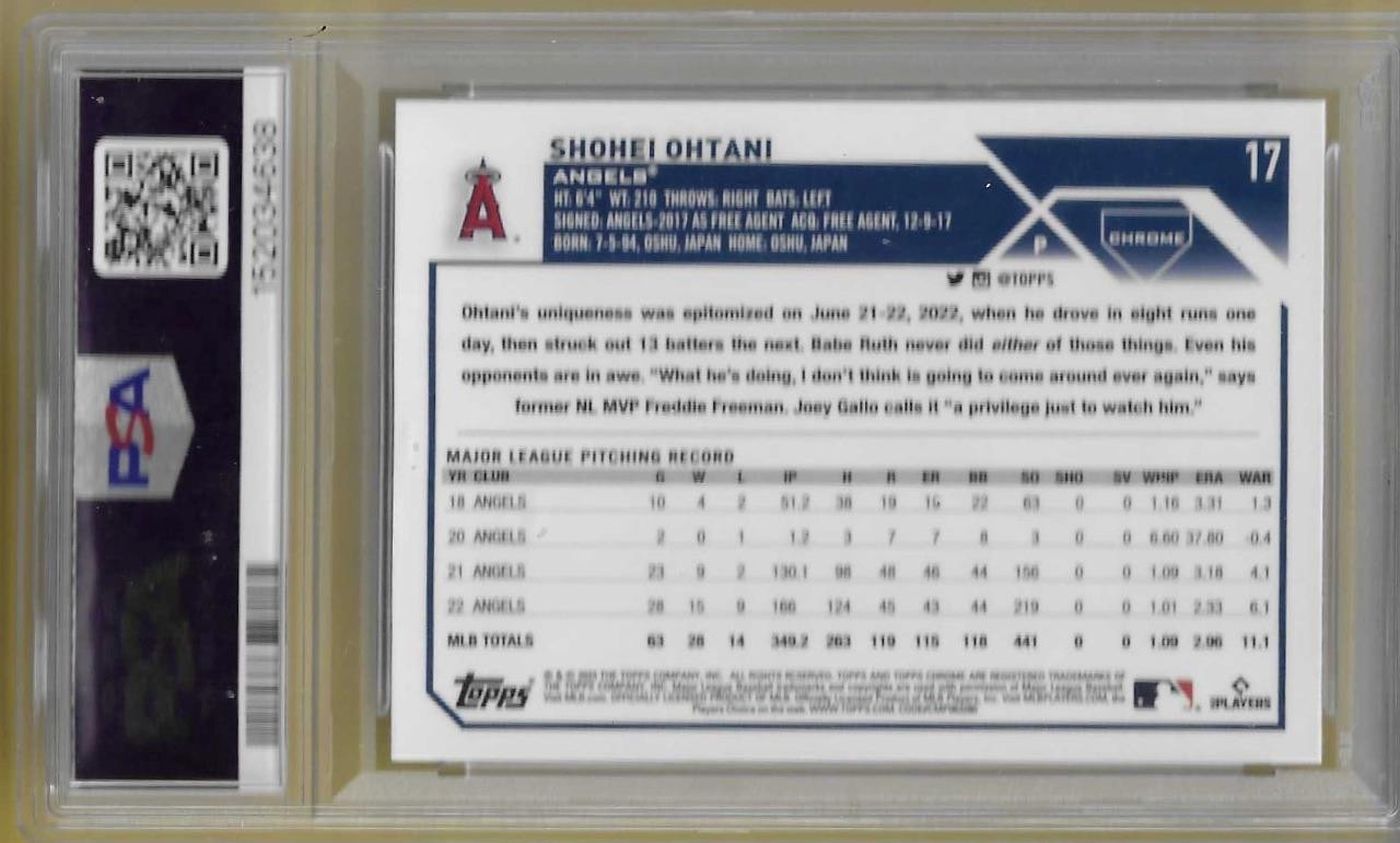 2023 Topps Chrome L/E Shohei Ohtani Angels PSA 9 view 2