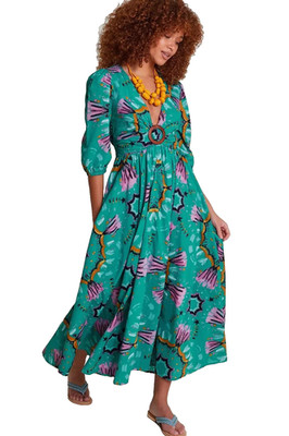 Monsoon Beach Maxikleid Allegra türkis Gr. XL UK 20-22 O Ring Detail Urlaub neu