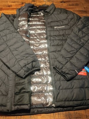 MENS Columbia  White Out Omni Heat SILVER DOT Puffer Jacket Black Sz  Large