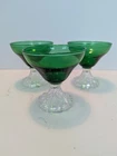 3 Vintage Anchor Hocking Emerald Green Boopie Glass Sherbet MCM