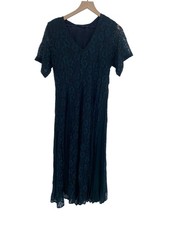 Starina Vintage Spruce Green Boho Lace Cottage Prairie Maxi Dress MEDIUM