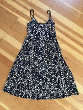 Loft Stretch Knit Tan Black Midi Dress Medium