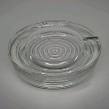 Vintage MCM Heavy Clear Metropolitan Glass Bullseye Round Single Rest Ashtray 6"