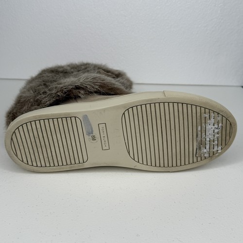 Tory Burch Angelica Kaninchenfell Damenstiefel Größe 8 M Leder beige Quasten - Bild 13 von 19