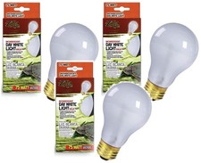 Zilla 75 Watt Day White Incandescent Bulb 3 Pack For Reptile Basking Heat