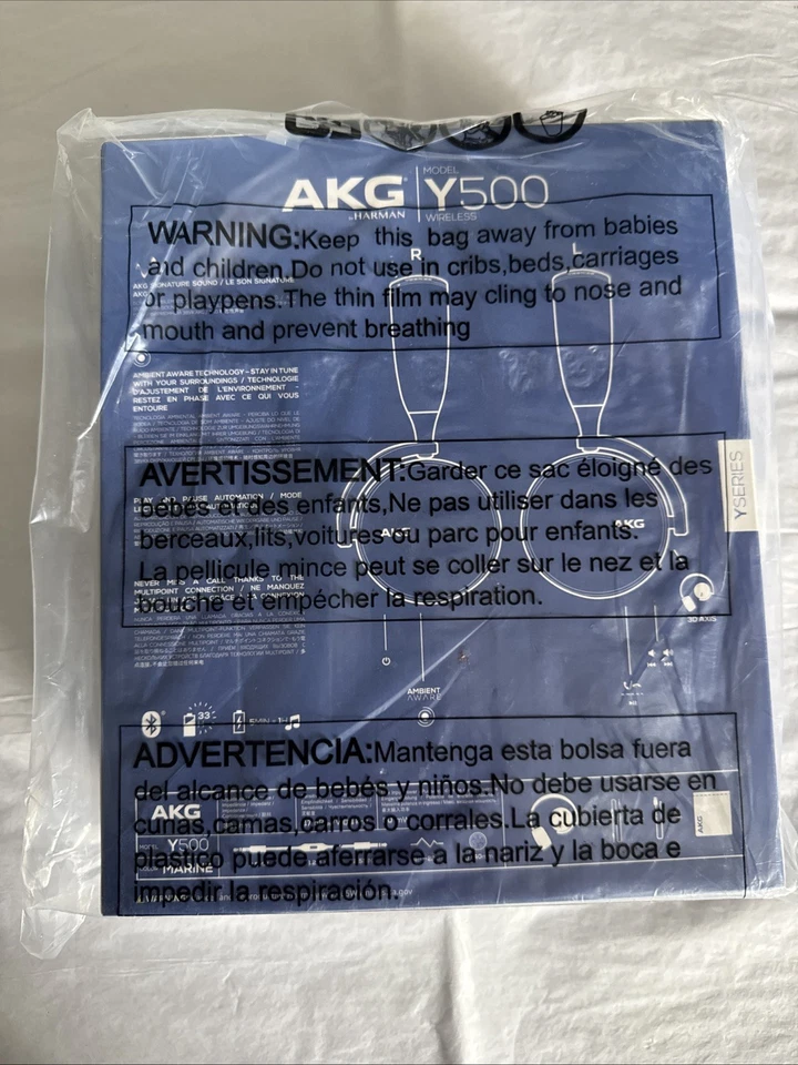 SAMSUNG AKG Y500 Auriculares Inalámbricos Bluetooth Plegables On-Ear - Azul (Versión EE. UU. Foto 2 de 4