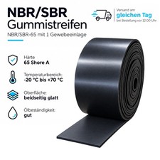 Gummistreifen 3 x 150 x 4000 mm mit Gewebeeinlage Vollgummi Gummimatte