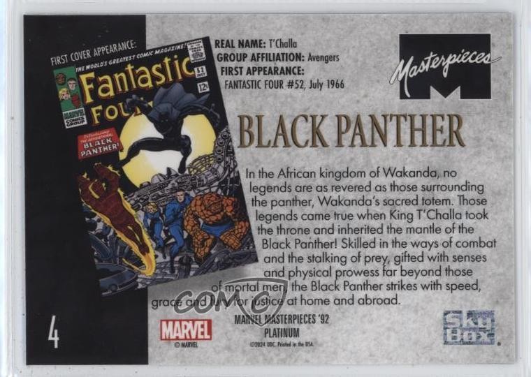 2024 Upper Deck Marvel Masterpieces '92 Black Panther #4 0bt4 thumbnail 2