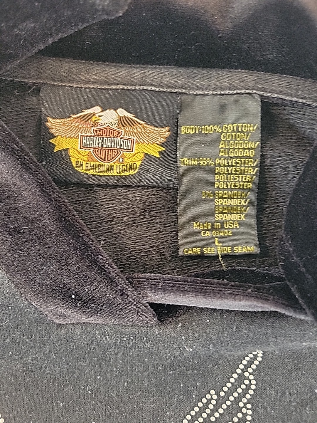 Harley Davidson Black Collared Pullover Crop Wome… - image 5