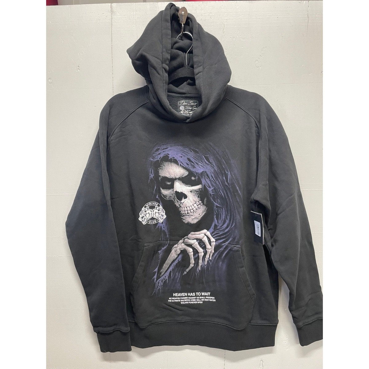 Darc Sport Wolves Club Size Small Hoodie Charcoal Skull New With