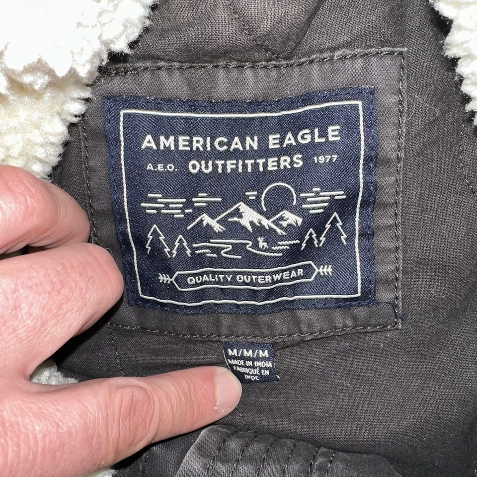 American Eagle Outfitters Cotton Lined Sherpa Jacket Women's Medium Black - Image 4 of 4