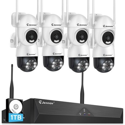 JENNOV 5MP Wireless Security Camera System WIFI Color Night 2-Way Audio 360°View