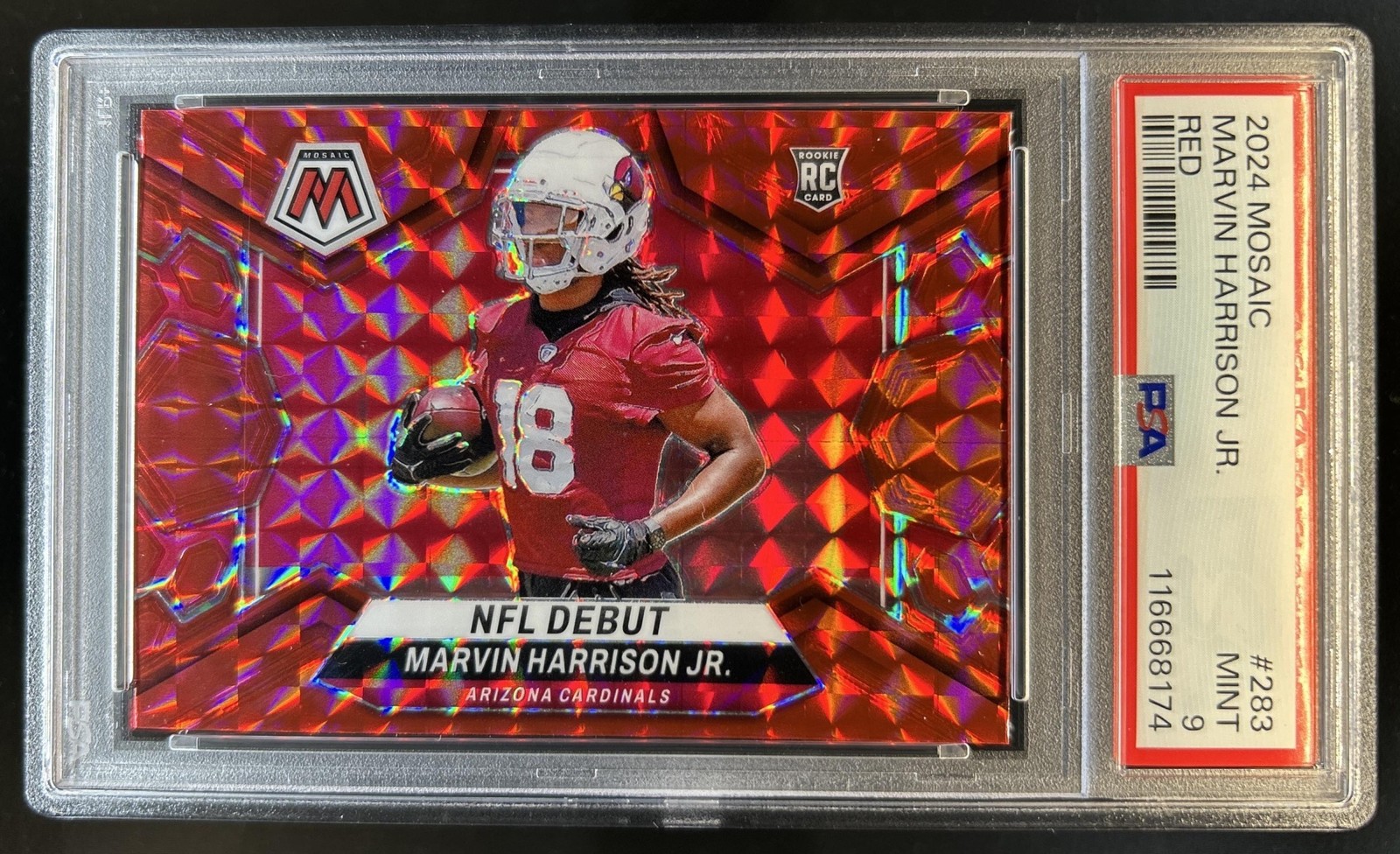 2024 Panini Mosaic Marvin Harrison Jr. RC Red Prizm Rookie NFL Debut #283 PSA 9