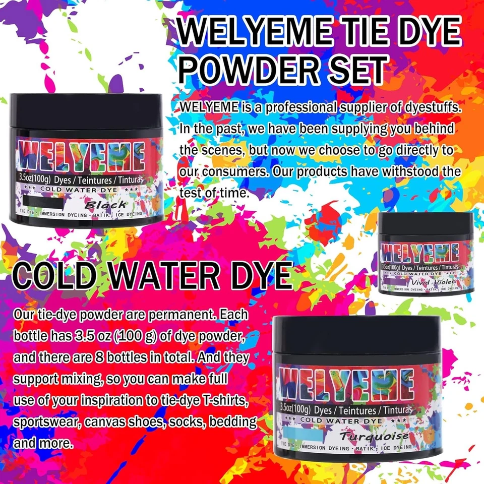 Polvo de tinte vibrante tie-dye, 3,5 oz, paquete de 8 Foto 4 de 4