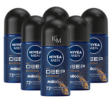 6 X 50ml Nivea Men DEEP EXPRESSO MAXXTECH Anti-Perspirant Roll On 50ml Deodorant