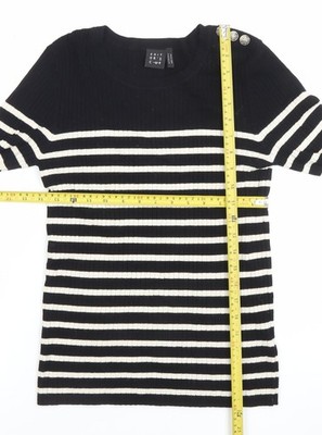 Editor's Cut Damenpullover schwarz-weiß gestreift Rundhalsausschnitt Größe 12