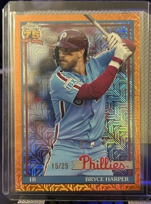 2026 Topps Bryce Harper 1991 Chrome Silver Pack Orange Mojo Refractor #/25