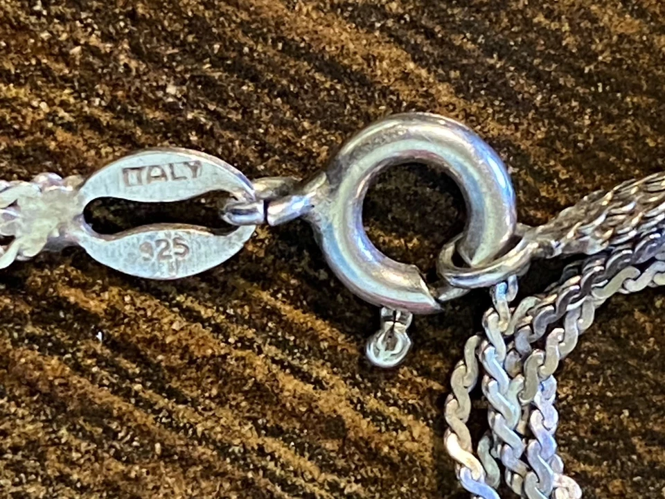 Collar trenzado de 3 hilos de plata de ley 925 estampado Milor vintage 4 g   Foto 4 de 4