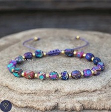 Galaxy Sea Sediment new shape Jasper bracelet 4mm, Tibetan Bracelet, Adjustable