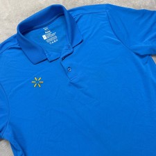 Walmart Polo Shirt Mens Large Blue Short Sleeve Work Uniform Performance Stretch