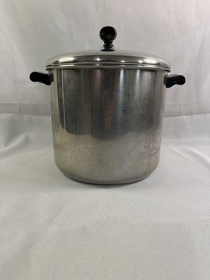 FARBERWARE 6 Qt Stock Pot & Lid Aluminum Clad Stainless Steel USA VTG