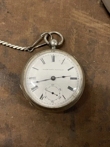 Antique 1873 Elgin National Watch Co Pocket Watch 18s  Key Wind Coin Silver