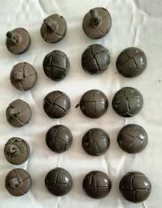Vintage Lot of 15 Brown Segmented Dome Shank Buttons Art Deco Style Sewing Craft