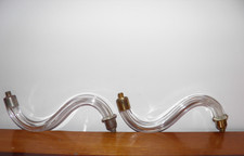 Pair, vintage, crystal, fluted, S-curve, chandelier/wall sconce arms 7"