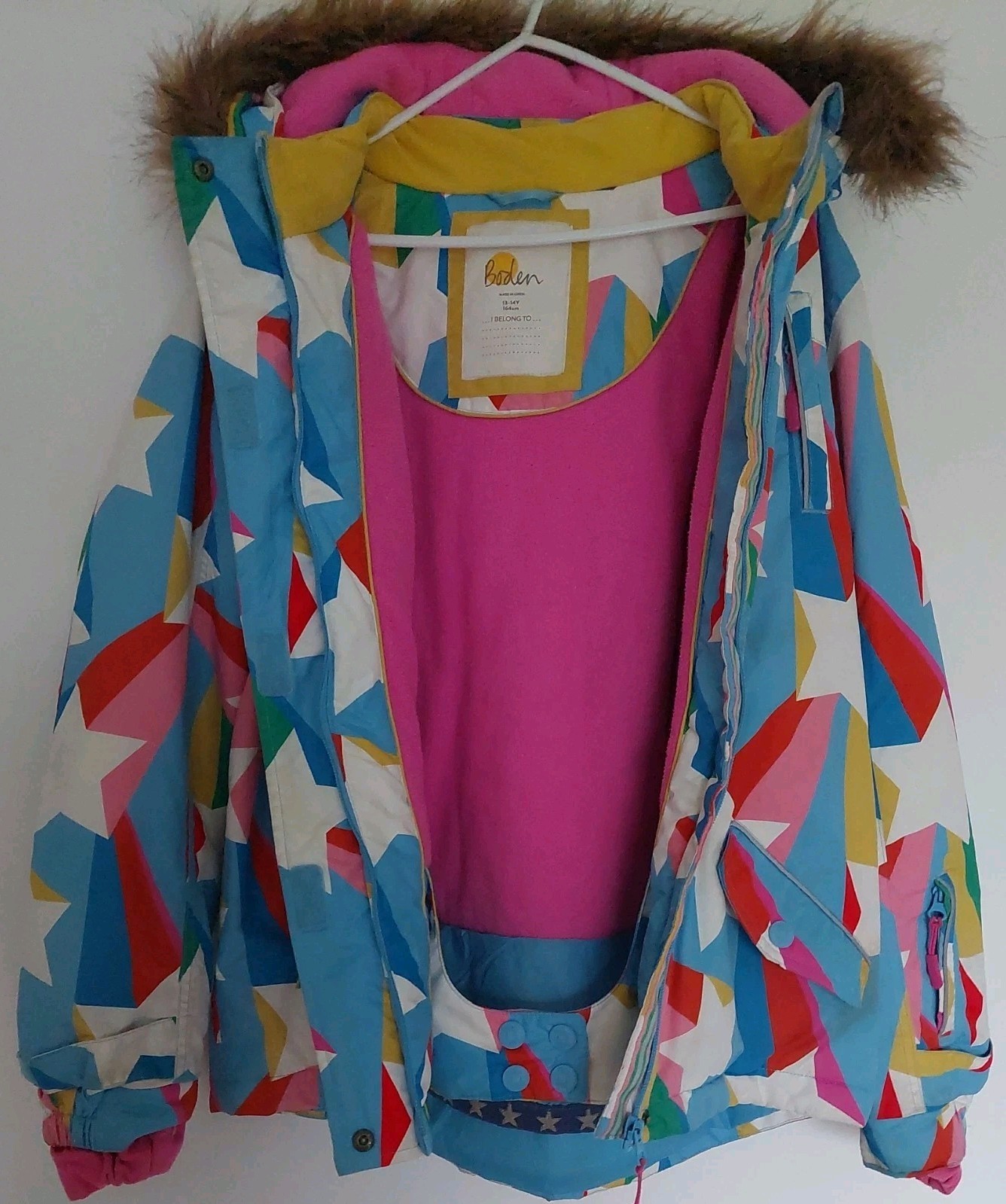 Mini Boden Girls Waterproof Coat Ski Jacket All Weather Stars,Age 13-14,VGC image 2