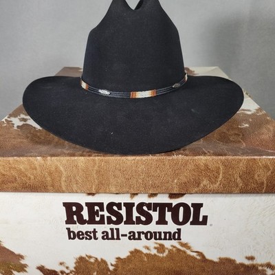 Resistol Joplin Vintage Black Felt Cowboy Hat 6 3/4 Regular Oval Made in USA Box